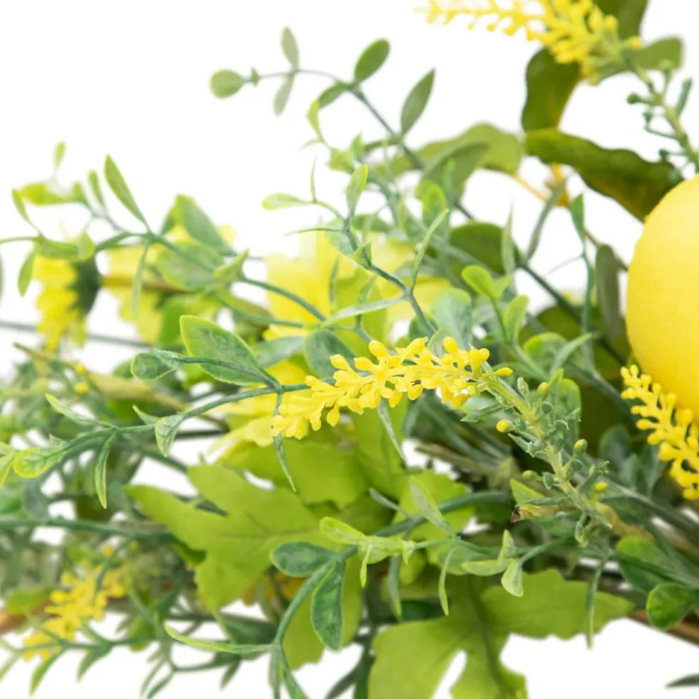 22" Yellow Lemon & Daisy Springtime Half Wreath