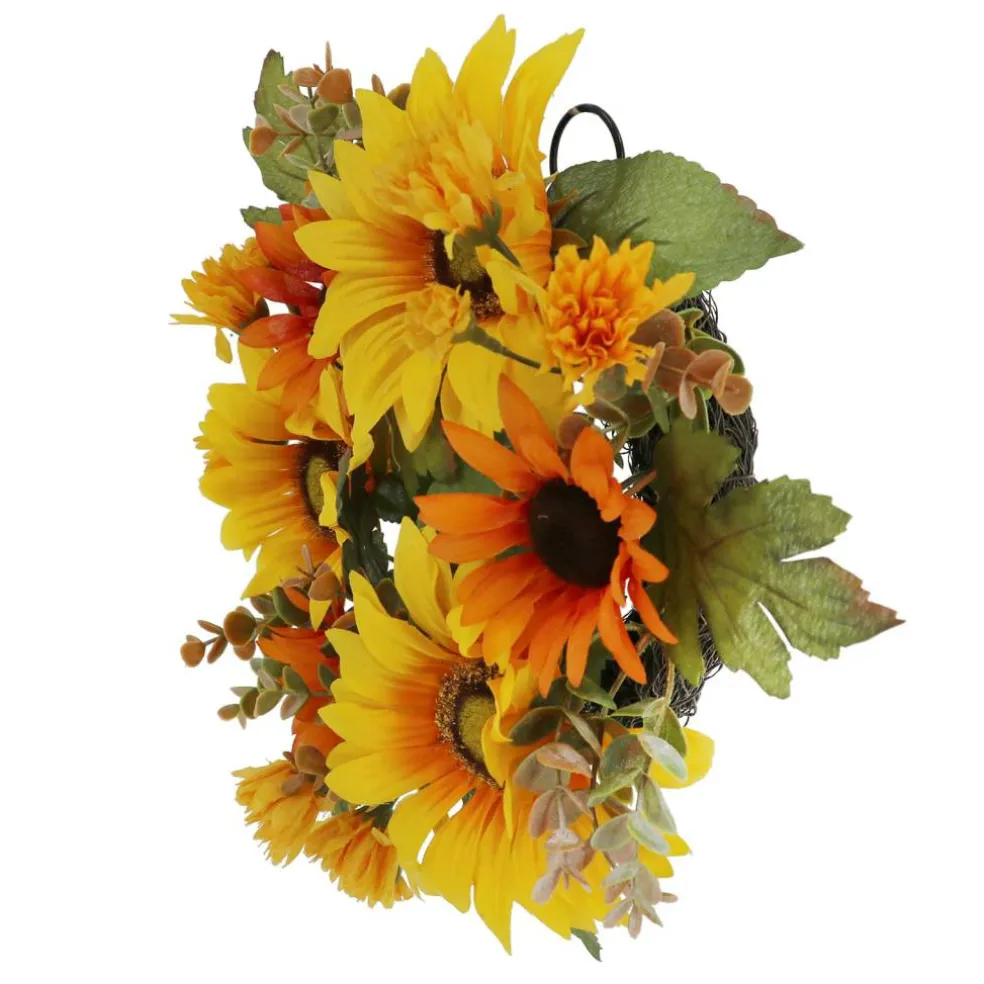 12" Yellow & Orange Sunflower Mix Mini Wreath by Ashland®