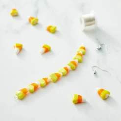 Yellow, Orange & White Candy Corn Glass Beads, 15mm by Bead Landing™
