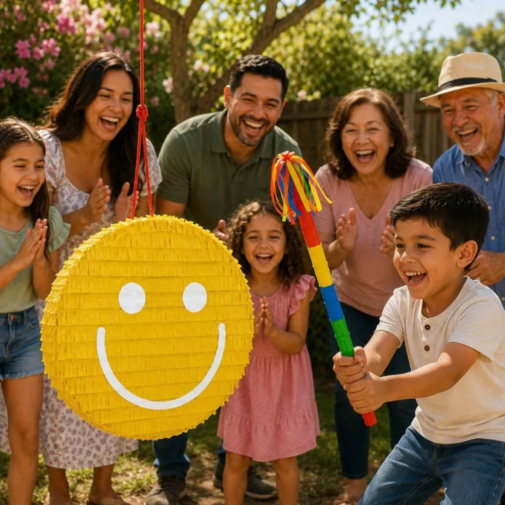 17.75" Yellow Smiley Face Piñata