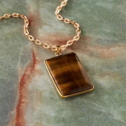 Yellow Tiger's Eye Rectangle Pendant by Bead Landing™