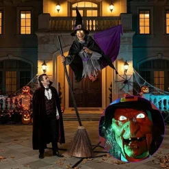Yescom 9FT Animatronics Flying Witch Hovering Broom Animated Halloween Outdoor Decoration Motion Activated AC 110-240V 2026 Party Outdoor Decor