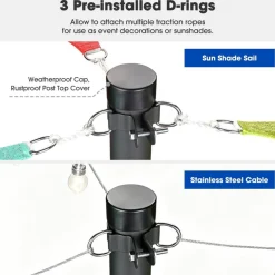 Yescom 8FT/10FT String Light Poles Festoon Posts with Bracket Clamp for Event Party Garden Deck Decor Patio Sun Shade 4 Pack