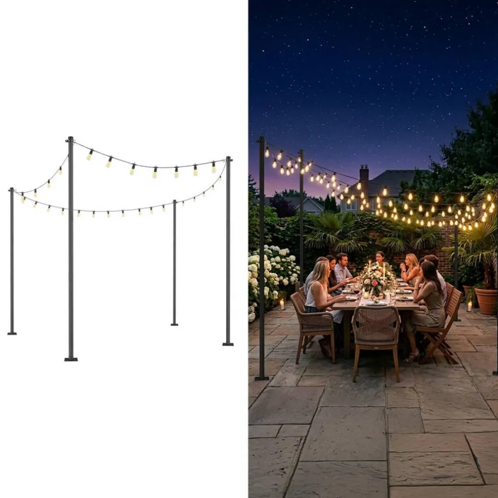 Yescom 8FT/10FT String Light Poles Festoon Posts with Bracket Clamp for Event Party Garden Deck Decor Patio Sun Shade 4 Pack