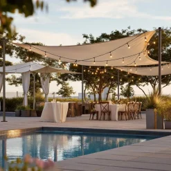 Yescom 8 Ft Sun Shade Sail Pole Post Canopy Awning Deck Patio Backyard with Pole Bracket Clamp Powder Patio Outdoor 96