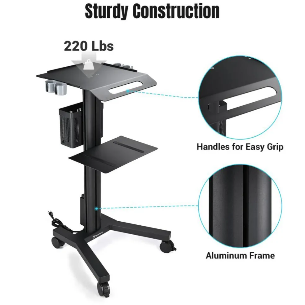 Yescom Mobile Laptop Cart Trolley with Front Display Panel for Lab Conference