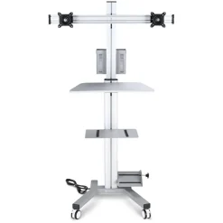 Yescom NexusX Commander Max Mobile PC Stand Workstation w/ 2 Poles Dual Monitor Mount for 32" Screen ANSI/BIFMA X5.5-2021 Certificated