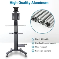 Yescom NexusX Core Desktop PC Rolling Mobile cart Sit/stand up Workstation w/ Monitor Holder & Printer Deck ANSI/BIFMA X5.5-2021 Certificated