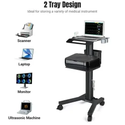 Yescom NexusX MedEvolve 2 Tiers Medical Trolley Mobile Medical Cart Rolling Cart Lab Dental Office