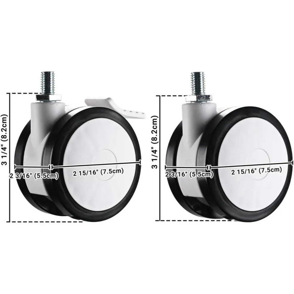 Yescom 4PCS Mute Wheel Replacement Swivel Casters for PC Mobile Cart with Brake