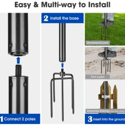 Yescom 10' String Light Poles for Outside Event Temporary Parking Lot, 8pcs Aluminum Forked Outdoor Light Post with Hook