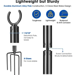 Yescom 10' String Light Poles for Outside Event Temporary Parking Lot, 8pcs Aluminum Forked Outdoor Light Post with Hook