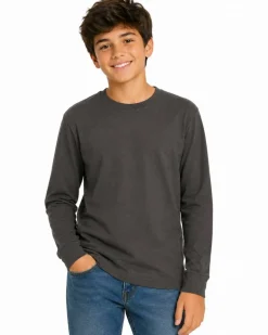Youth Fine Jersey Long Sleeve Crewneck T Shirt