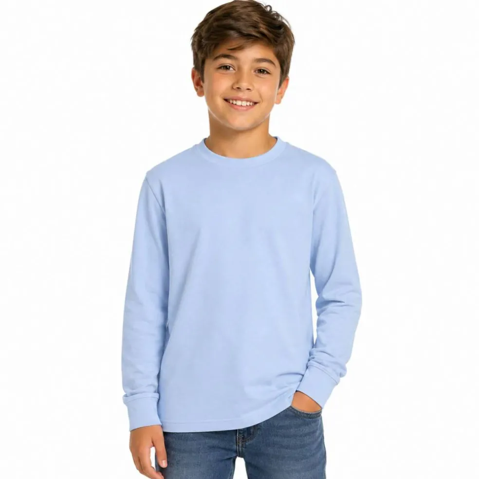 Youth Fine Jersey Long Sleeve Crewneck T Shirt