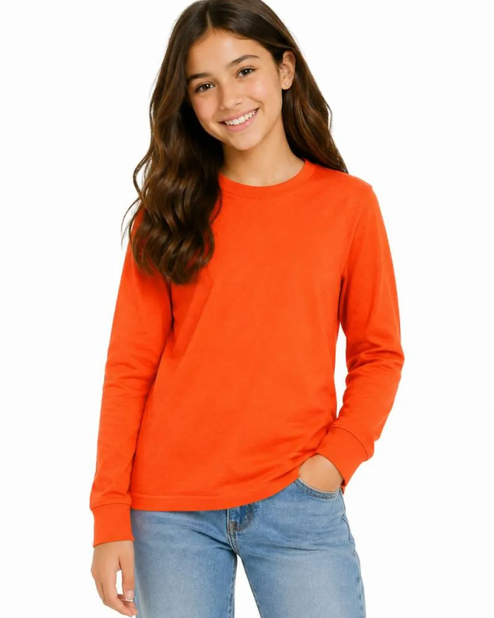 Youth Fine Jersey Long Sleeve Crewneck T Shirt