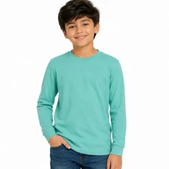Youth Fine Jersey Long Sleeve Crewneck T Shirt
