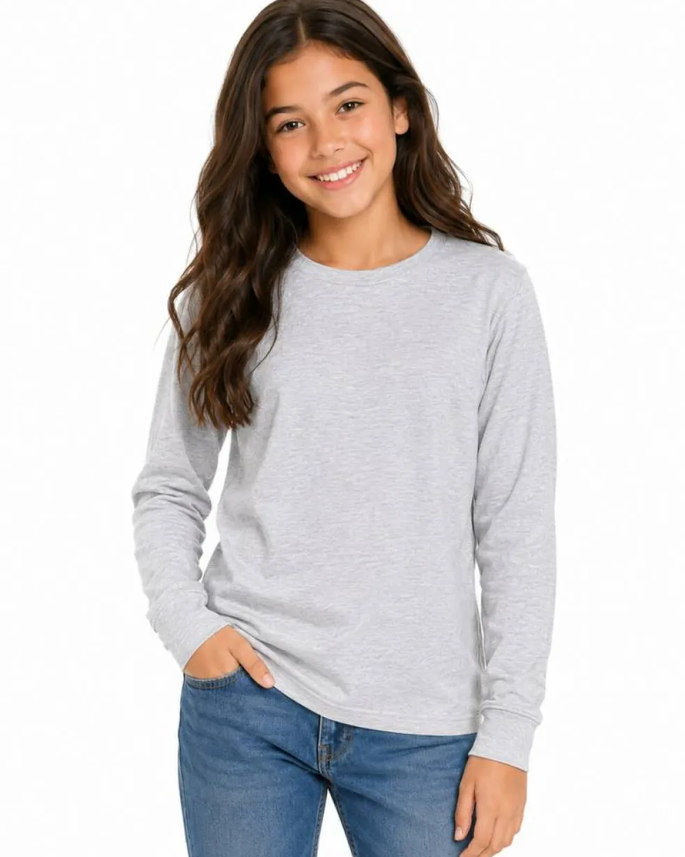 Youth Fine Jersey Long Sleeve Crewneck T Shirt
