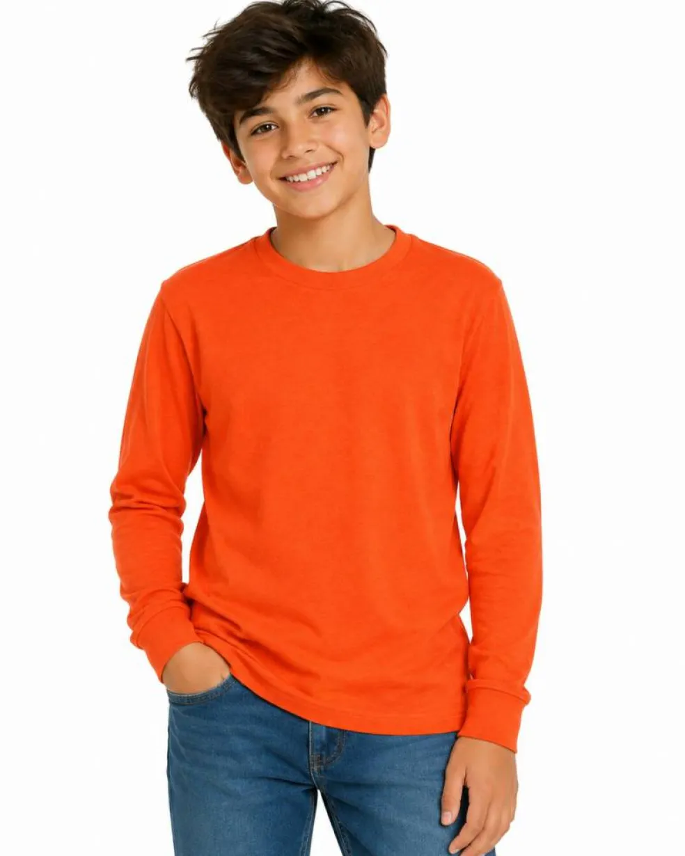 Youth Fine Jersey Long Sleeve Crewneck T Shirt