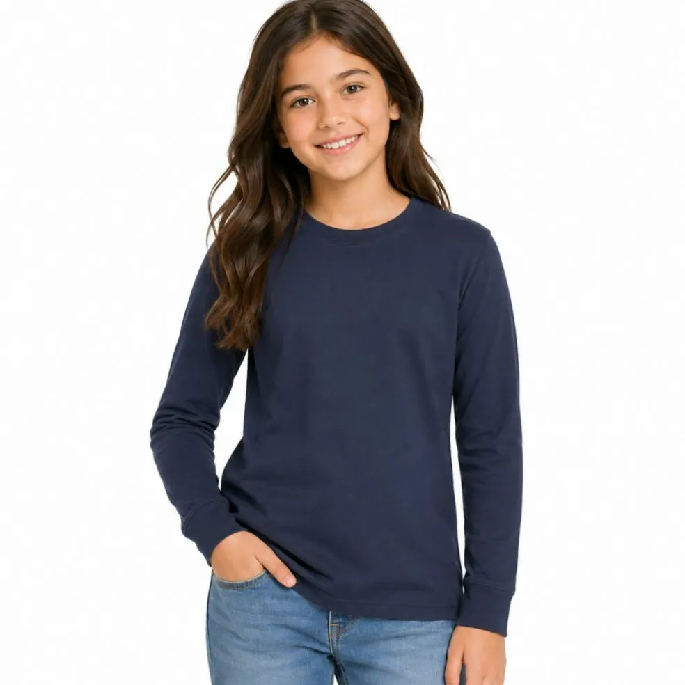 Youth Fine Jersey Long Sleeve Crewneck T Shirt