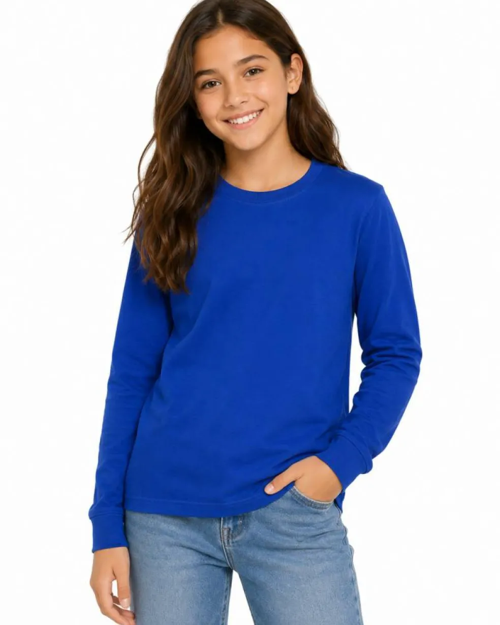 Youth Fine Jersey Long Sleeve Crewneck T Shirt