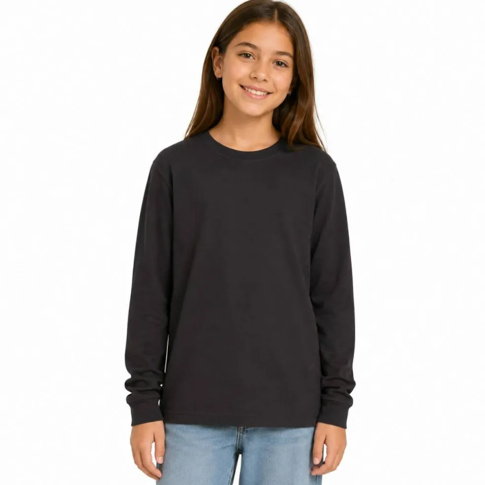 Youth Fine Jersey Long Sleeve Crewneck T Shirt