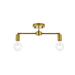 Zane 2 lights brass flush mount