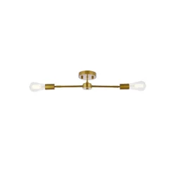 Zane 2 lights brass flush mount