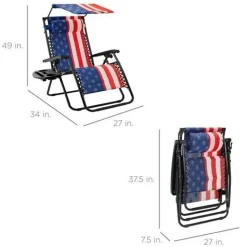 Zero-Gravity Lounge Chair with Canopy and Cup Holders Tablet Stand for Outdoor Relaxation