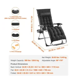 Zero Gravity Recliner Chair Heavy Duty Adjustable with Cushion and Tray