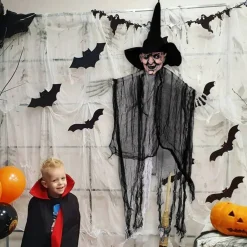 ZYP 410 x 80 Halloween Creepy Cloth Black Spooky Fabric Gauze Spooky Giant Cheese Cloth for Halloween Party Supplies Decorations